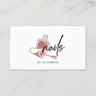 Nails Rose Gold & Black  Business Card