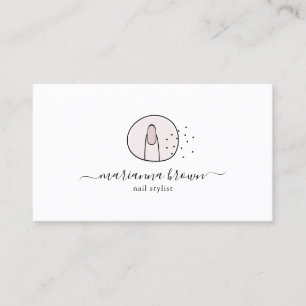 Nails salon girly pink trendy illustration business card