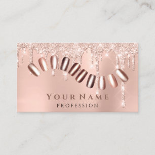 Nails Salon  Manicurist Drips Glitter Rose Business Card