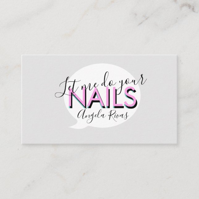 Nails Salon Quote Pink Business Card (Front)
