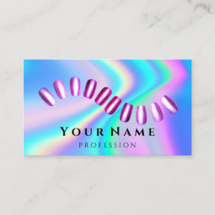 Nails Salon Stylist Manicure Holographic Pink Business Card