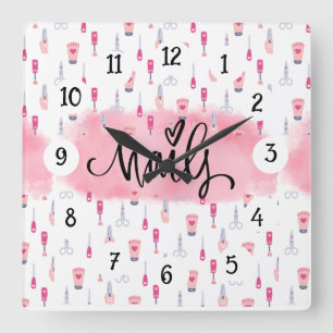 NAILS SQUARE WALL CLOCK