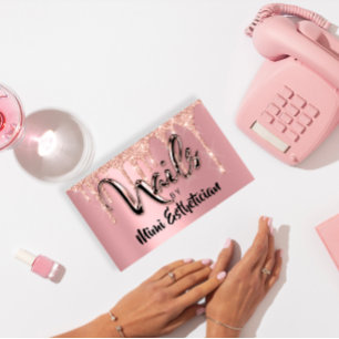 Nails Studio Artist Acrylic Drips Glitter Pink  Business Card