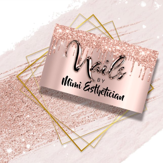 Nails Studio Artist Drips Glitter Rose Beauty Business Card (Nails Studio Artist Drips Glitter Rose Beauty Business Card)