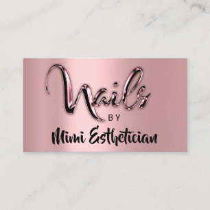 Nails Studio Artist Nails Logo Script Pink Rose Business Card