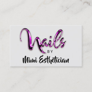 Nails Studio Artist Nails Script Logo Grey Pink Business Card