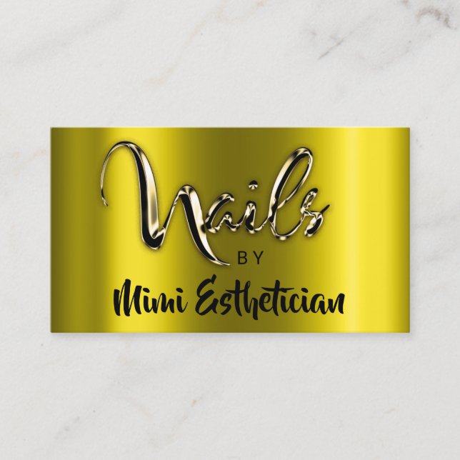 Nails Studio Artist Nails Script Logo Mustard Gold Business Card (Front)