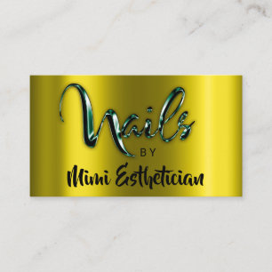 Nails Studio Artist Nails Script Logo MustardGreen Business Card