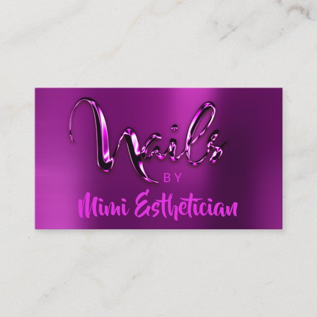 Nails Studio Artist Nails Script Logo Pink Berry Business Card (Front)