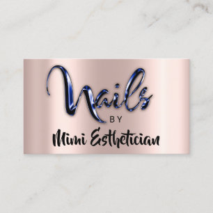 Nails Studio Artist Nails Script Logo Rose Blue Business Card