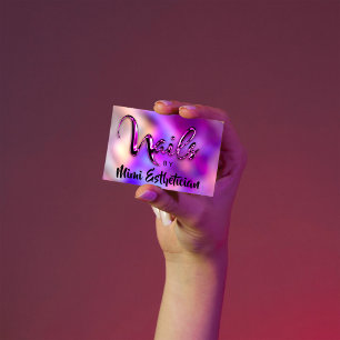 Nails Studio Artist Nails Script Logo Violet Pink Business Card