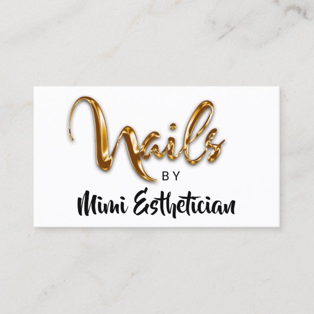 Nails Studio Artist Red Nails Script White Logo Business Card (Front)