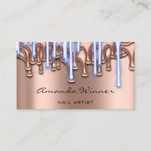 Nails Studio Drip Rose QR Code Logo Wax Body Blue Business Card