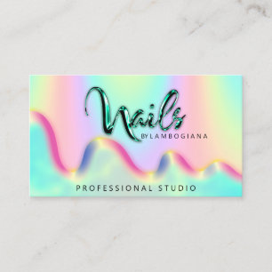 Nails Studio Logo Holograph QR Code Abstarct Business Card