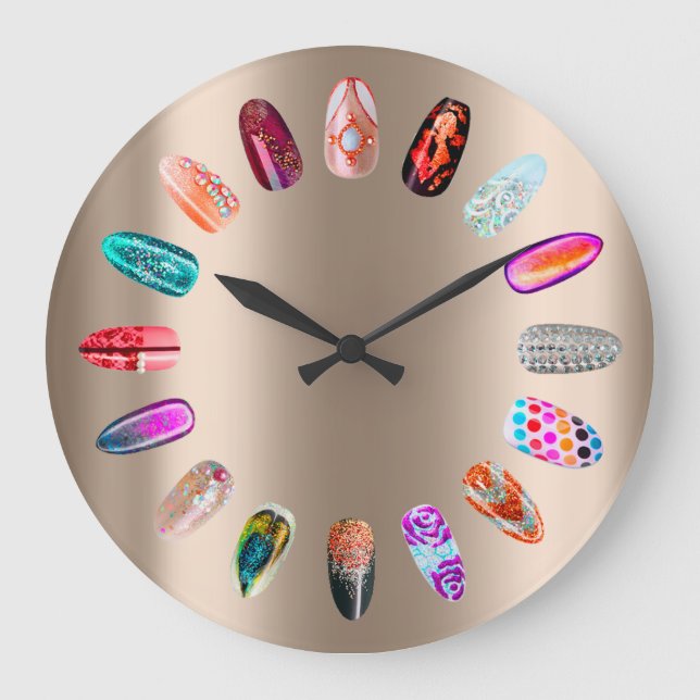Nails Studio Pink Rose Boutique Holographic Large Clock (Front)