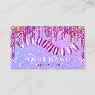 Nails Stylist Manicure Pink Glitter Holograph VIP Business Card
