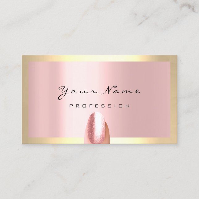 Nails Stylist Manicure  Rose Framed Blush Business Card (Front)