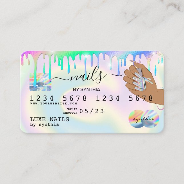 Nails Technician Credit Card Styled Holograph Drip (Front)