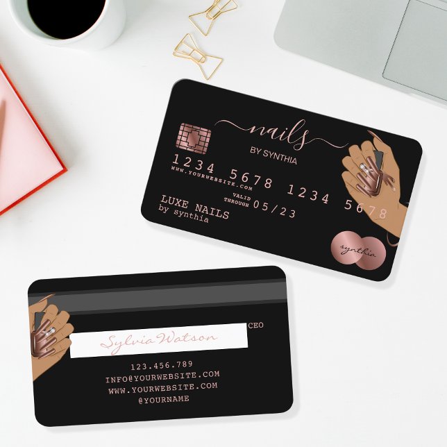 Nails Technician Credit Card Styled Rose Gold Drip (Creator Uploaded)