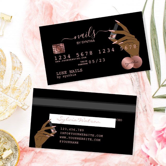 Nails Technician Credit Card Styled Rose Gold Drip (Creator Uploaded)