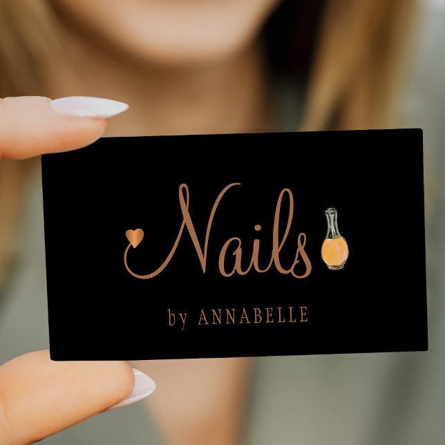 Nails typography glam gold and black chic salon business card (Creator Uploaded)