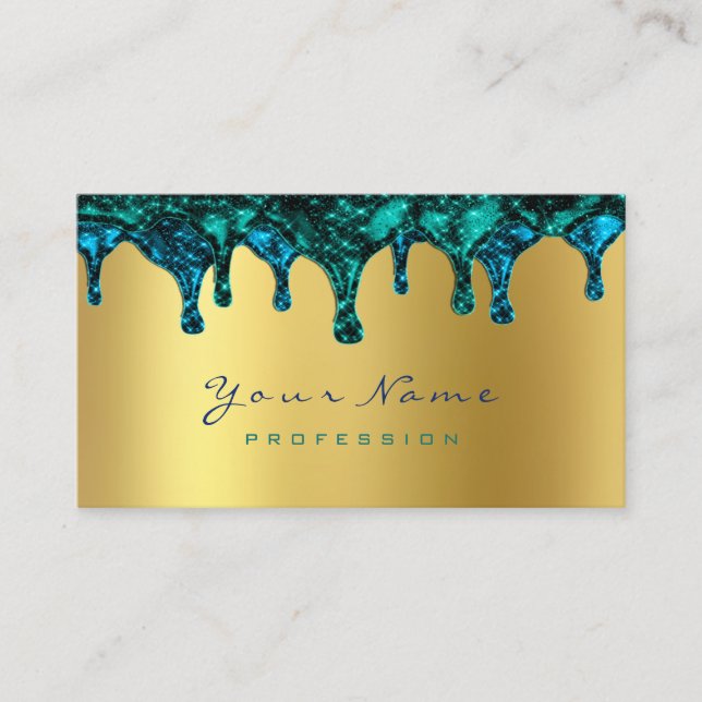 Nails Wax Epilation Depilation Gold Blue Teal Navy Business Card (Front)