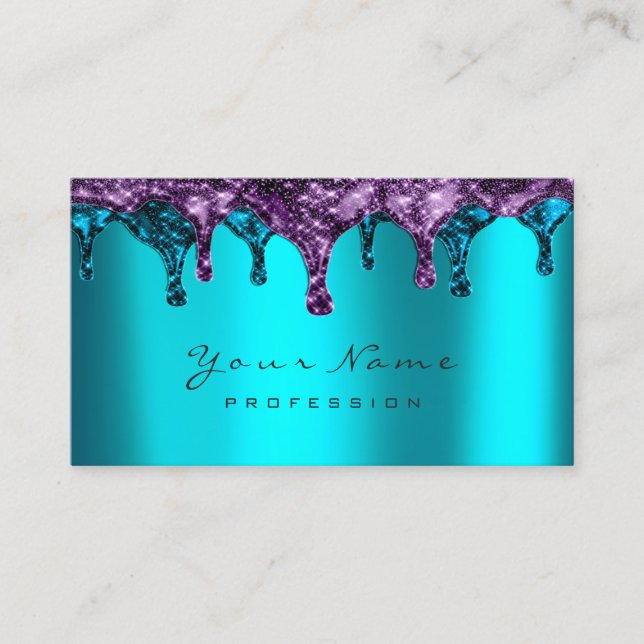 Nails Wax Epilation Depilation Navy Purple BluTeal Business Card (Front)