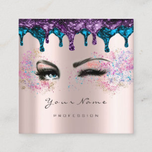 Nails Wax Eyelash Makeup Blue Ocean Rose Square Business Card