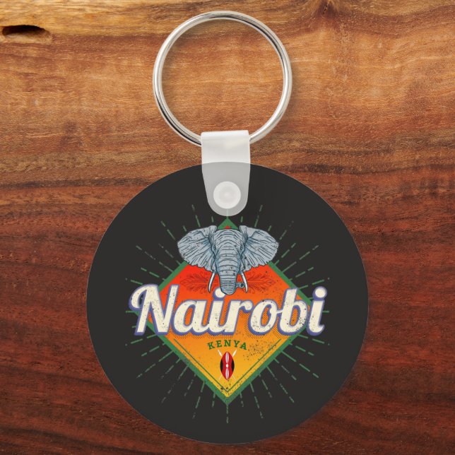 Nairobi Capital Kenya Elephant Vintage Africa Key Ring (Front)