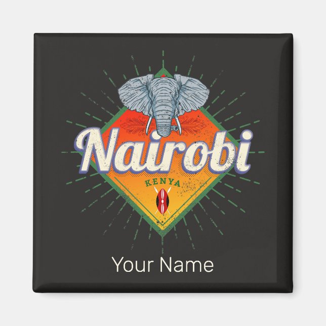 Nairobi Capital Kenya Elephant Vintage Africa Magnet (Front)