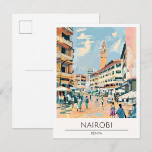 Nairobi Kenya Art Illustration Travel Postcard