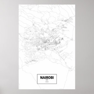 Nairobi, Kenya (black on white) Poster