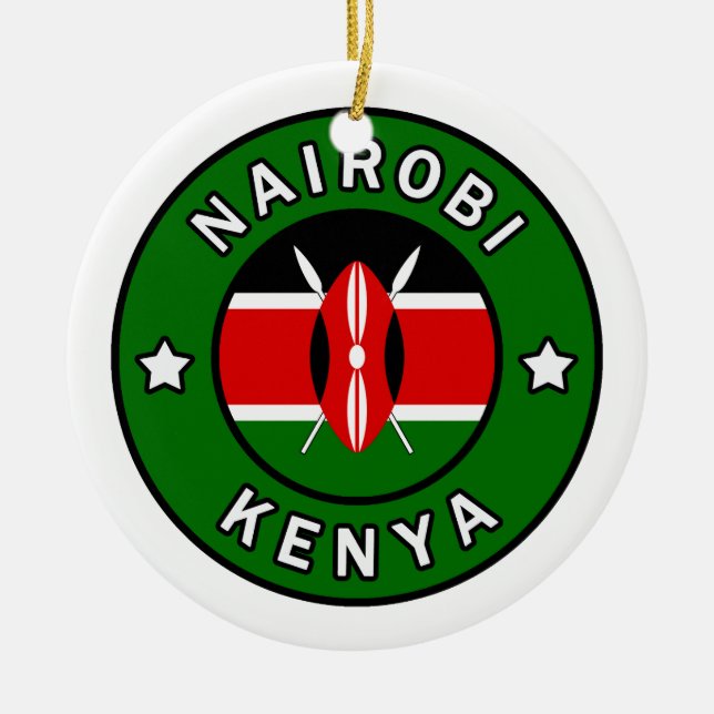 Nairobi Kenya Ceramic Tree Decoration (Front)