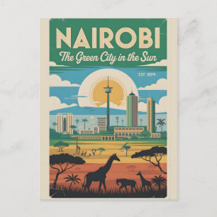 Nairobi Kenya Retro Travel Poster Art Holiday Postcard