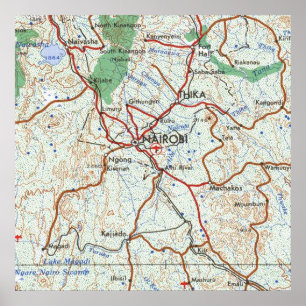 Nairobi Kenya Topographic Map Poster