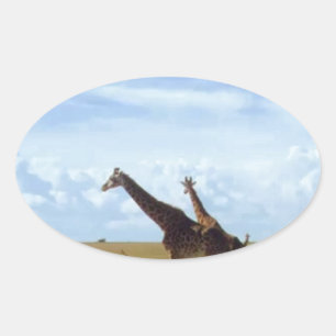 Nairobi National Park Giraffe Design Oval Sticker