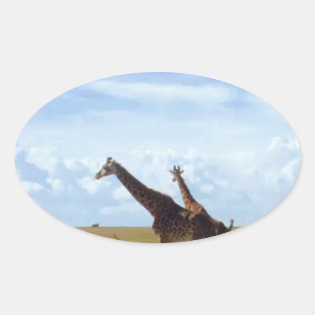 Nairobi National Park Giraffe Design Oval Sticker (Front)