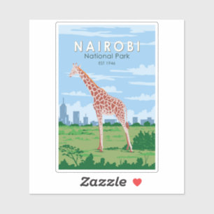 Nairobi National Park Giraffe Travel Art Vintage
