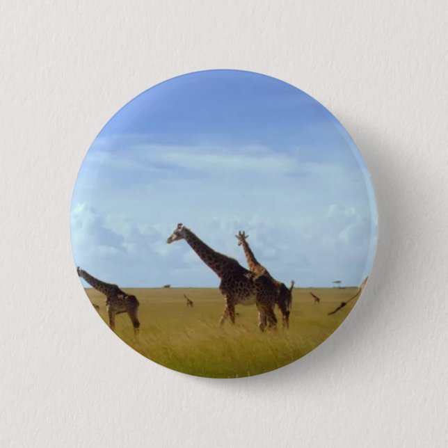 Nairobi National Park Giraffes 6 Cm Round Badge (Front)