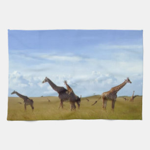 Nairobi National Park Giraffes” Design Tea Towel