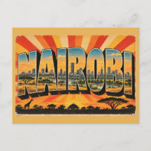 Nairobi Skyline Savanna Vintage Travel Art