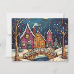 NAIVE ART Christmas card postcard