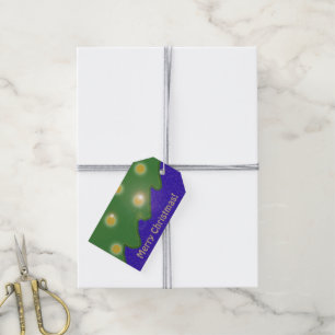 Naive Christmas Three with Greeting Blue Gift Tags