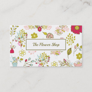 Naive Flowers Pattern Business Card