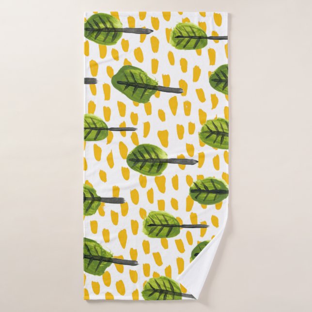 Naive Green Black Tree Pattern Bath Towel (Bath Towel)