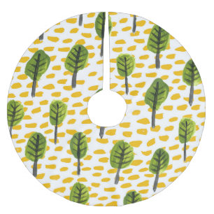 Naive Green Black Tree Pattern Brushed Polyester Tree Skirt