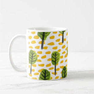 Naive Green Black Tree Pattern Coffee Mug