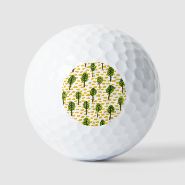 Naive Green Black Tree Pattern Golf Balls (Front)