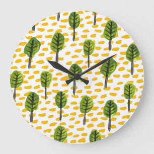 Naive Green Black Tree Pattern Large Clock