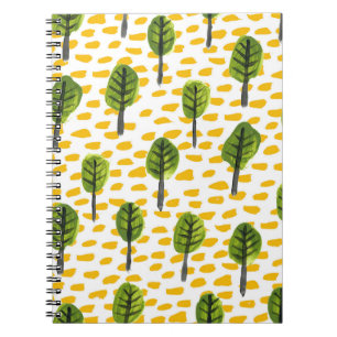 Naive Green Black Tree Pattern Notebook
